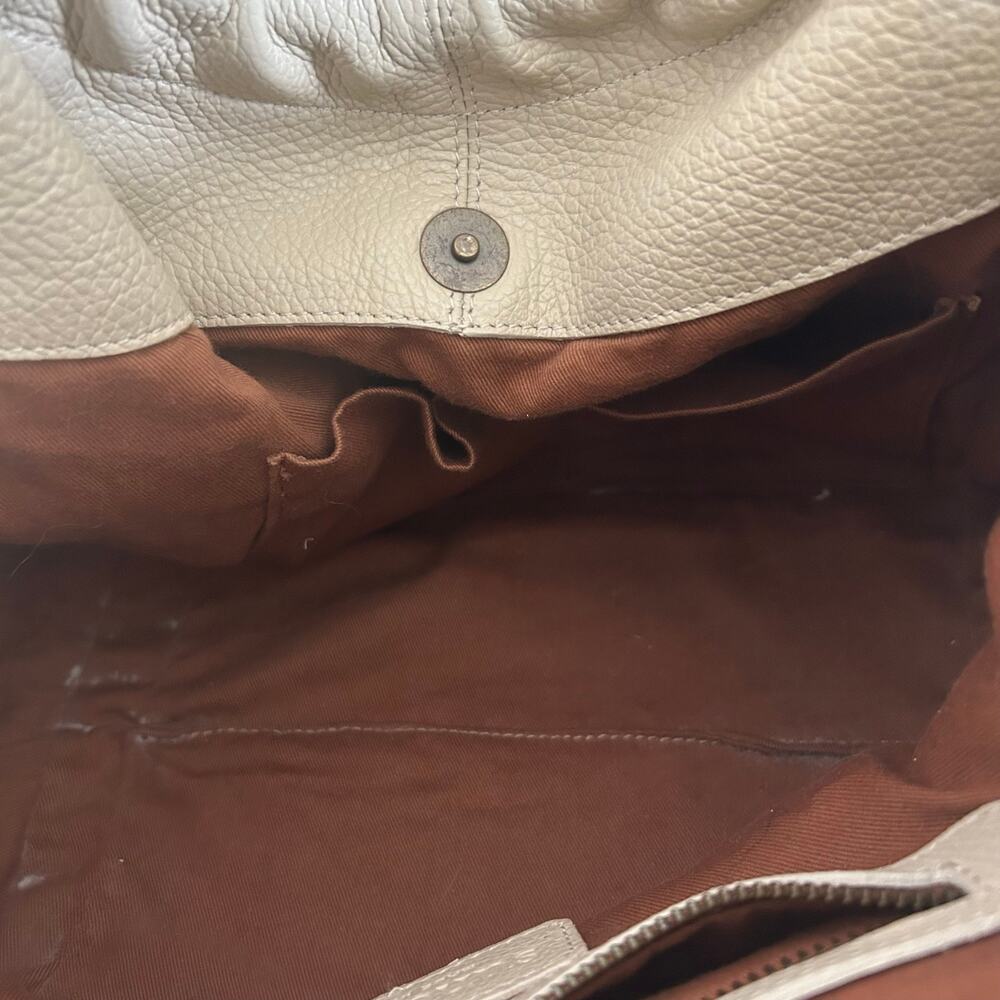 Sundance White Leather Handbag, Ruched Handle, made in Italy - Picture 7 of 11